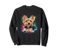 Herren Damen Bunte Aquarell Yorkshire Terrier Sweatshirt