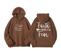 Herren Damen Hoodie Pullover Mit Kapuze, Faith Over Fear Brief Print Sweatshirt Männer Oversize Langarm Kapuzenpullover Locker Kapuzenpulli College Hoody Mit Taschen