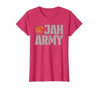Herren Damen Rasta Jah Army Jamaika Rasta Reggae T-Shirt, Damen, Rot Meliert, 3XL
