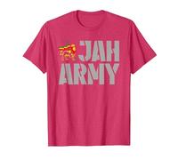 Herren Damen Rasta Jah Army Jamaika Rasta Reggae T-Shirt, Herren, Rot Meliert, 3XL