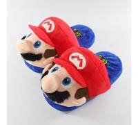 Herren Damen Super Mario Plüsch Hausschuhe Warm Slippers Rot Größe35-42