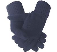 Herren Damen Unisex fingerlose oder volle Finger-Handschuhe, Thermofutter, Winter, dicke Wolle, gestrickt, extra warm, marineblau, Womens