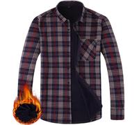 Herren Dickes Kariertes Hemd Kariertes Freizeithemd Langarm Button Down Kariertes Gefüttert Hemdjacke Mit Tasche (Marine,L)