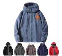 Herren Doppellagige Fleece-Kapuzenjacke | Unisex 360-Grad-Ultra-warmes Sherpa-Pullover mit durchgehendem Reißverschluss, blau, XS