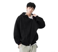 Herren Doppelreißverschluss breiter Hut Hoodies Jacken Lose Sweatshirt Cardigan Oberbekleidung für den täglichen Urlaub Party im Frühling und Herbst Saison schwarz oder grau Farbe M bis 3XL Größen