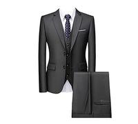 Herren Dreiteiliger Hochzeitsanzug für Zeremonien Elegantes Formales 3-teiliger Herren Anzüge Smoking-Anzug Sakko Jacke & Weste & Hose für Business-Dinner-Party DaGrau L