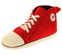 Herren Dunlop Warme Fleece Neuheit Sport Trainer Hausschuhe,Rot Hi Top Trainer Stiefel,XL