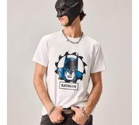 Herren Einfaches Batman Muster Buchstaben Muster Rundhals Kurzarm Sommer T-Shirt