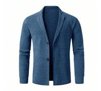Herren einfarbiger Cardigan mit Kragen, Knopfverschluss und Langarm für den Lässig-Bereich