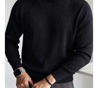 Herren einfarbiger Rippstrick-Pullover mit halbem Stehkragen, Business Lässig warmer Pullover, geeignet für den täglichen Arbeitsweg und Business-Klei