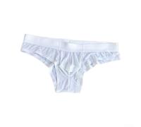 Herren Eis Seide Slips Niedrige Taille Beutel Atmungsaktiv Nahtlos Unterwäsche Sport Schlaf Anzug Nylon Elasthan M-3XL(XXL White)