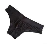 Herren Eis Seide Slips Niedrige Taille Beutel Atmungsaktiv Nahtlos Unterwäsche Sport Schlaf Anzug Nylon Elasthan M-3XL(L Black)