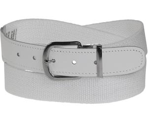 Herren Elastik Gürtel in 35 mm Breite Lederendstück 115, weiss