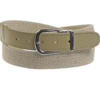 Herren Elastik Gürtel in 35 mm Breite Lederendstück beige, 145