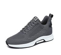 Herren Elevator Schuhe Höhensteigerung Schuhe Schnürsenkel Mesh Sneaker Casual Walkingschuhe Versteckten Lift Heel-8 cm für Herren Grau 46