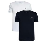 EMPORIO ARMANI Herren T-Shirt, 2er Pack - ENDURANCE, Rundhals, Regular Fit, Stretch Cotton Blau/Weiß S