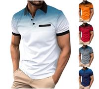 Herren Farbverlauf Kurzärmlige Poloshirt Männer Umlegekragen mit Knopfleiste Kurze Ärmel T-Shirts Male Sommer Klassisches Lässig Kurze Hülsen Freizeithemd Golf Tennis Atmungsaktives Sportshirt