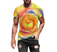 Herren Farbverlauf Kurzärmlige T-Shirts Männer Rundhalsausschnitt Kurze Hülsen T-Shirt Male Kreative Farben Freizeithemd Locker und Lässiges Oversize Kurze Ärmel Sommer Straßenstil Kurzarm Tshirt