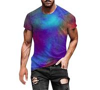 Herren Farbverlauf Kurzärmlige T-Shirts Männer Rundhalsausschnitt Kurze Hülsen T-Shirt Male Kreative Farben Freizeithemd Locker und Lässiges Oversize Kurze Ärmel Sommer Straßenstil Kurzarm Tshirt