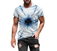 Herren Farbverlauf Kurzärmlige T-Shirts Männer Rundhalsausschnitt Kurze Hülsen T-Shirt Male Kreative Farben Freizeithemd Locker und Lässiges Oversize Kurze Ärmel Sommer Straßenstil Kurzarm Tshirt