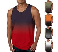 Herren Farbverlauf Tank Tops Male Rundhalsausschnitt Tanktop Männer Entspannt Lässig Ärmelloses T-Shirts Sommerhemd Casual T-Shirt Gym Ärmellos Tshirts Schnelltrocknend Atmungsaktives Sportshirt
