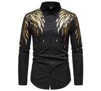 Herren Federdruck Hemd Langarm Personalisiertes Bedrucktes Hemd Herren Herbst Slim Langarm Hemd Social Herren Club Prom Shirt Hemd Regular Fit Langarm Herrenhemden Freizeithemd Regular Musterhemd