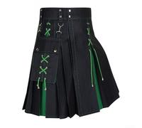 Herren Festival Schottischer Kilt-Rock mit Taschen, traditionelles Plissee-Design für den täglichen und Urlaubsgebrauch (S Grün)