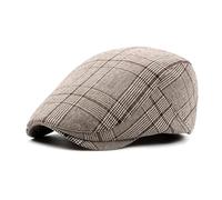 Herren-Flachmütze Sommer Sonnenhüte for Männer und Frauen Casual Cotton Damen Baskenmützen verstellbare karierte Schiebermütze(Coffee)