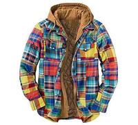 Herren Flanellhemd Langarm Bunt Kariert Winterjacke Mit Kapuzen Und Brusttasche Winter Herbst Thermohemd Verdickt Schützendem Innenfutter Hemdjacke Gesteppte Gefüttert Steppjacke Holzfällerhemd