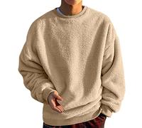 Herren Fleece Crewneck Doppelseitiges Vlies Pullover Basic Winter Sweatshirt Langarm Casual Top Warm Gefüttert Sport Pulli mit Rundhalsausschnitt Lässige Lange Ärmel Crew T-Shirt Fitness
