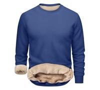 Herren Fleece-Pullover Fleece-gefütterter Oversize-Pullover Sweatshirt Thermischer Sherpa-Sweater Rundhalsausschnitt Winter-Sweatshirt Dicker Warmer Flauschiger Sweatshirt Fuzzy Sweatshirt Lässig