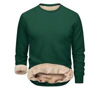 Herren Fleece-Pullover Fleece-gefütterter Pullover Sweatshirt Thermischer Sherpa-Sweater Rundhalsausschnitt Winter-Sweatshirt Dicker Warmer Flauschiger Sweatshirt Fuzzy Sweatshirt Lässig Einfarbig