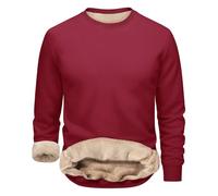 Herren Fleece-Pullover Fleece-gefütterter Pullover Sweatshirt Thermischer Sherpa-Sweater Rundhalsausschnitt Winter-Sweatshirt Dicker Warmer Flauschiger Sweatshirt Fuzzy Sweatshirt Lässig Einfarbig