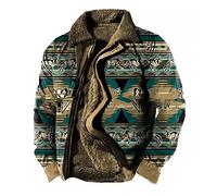 Herren Fleece Sherpa Vintage Jacken Herren Aztec Style Button Up Dicker Winter Oberbekleidung Taktischer Reverskragen Ladungsmantel
