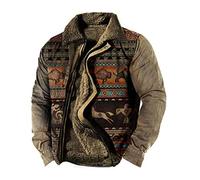 Herren Fleece Sherpa Vintage Jacken Herren Aztec Style Button Up Dicker Winter Oberbekleidung Taktischer Reverskragen Ladungsmantel