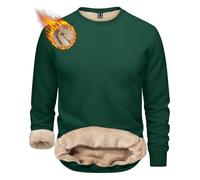 Herren-Fleecepullover, Fleecefutter, Thermo-Sherpa-Pullover, Rundhalsausschnitt, Winter-Sweatshirt, dick, warm, flauschig, flauschig, lässig, einfarbig, Samt-Sweatshirt, grün, 4XL