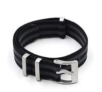 Herren French Troops Fallschirmtasche für Nylon Elastischer Gürtel Uhrenarmband 18 mm 20 mm 22 mm Uhrenarmband (2 schwarz grau, 22 mm)