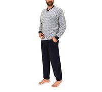 Herren Frottee Schlafanzug Pyjama lang mit Bündchen - auch in Übergrössen erhätlich 59673, Größe2:58, Farbe:grau-Melange