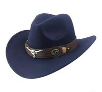 Herren für western Hut Aus Wolle Glockenform Mit Krempe Sonnenschutz Retro Cowboyhut Für Outdoor für freizeit Alltag Reiten 57-58cm Schwarz Klassisch(Navy Blue)