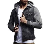 Herren Full Reißverschluss Warme Jacke Gepolsterte Schicht Knopf Wintermantel Herren Jeansjacke Lässiger Jeans Mantel Geknöpfte Streetwear Urban Style Herren Motorradjacke Kapuze Windjacke Mantel