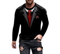 Herren Fun-Shirt mit Anzug Schlips Krawatte Aufgedruckt, Gefälschter Zweiteiliger Druck T-Shirt Langram Rundhals Hippie Tee Shirt Slim Fit Muskelshirt Crew Neck Kurzarmshirt Streetwear