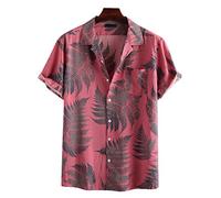 Herren Funky Hawaiihemd Kurzarm Freizeit Hawaii Hemd Print Palmen Blumen Lässig Unisex Hawaii-Shirt mit Fronttasche Strand Beach Sommer Herrenhemden