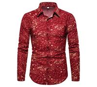 Herren Funky Printed Shirt Casual Langarm Blumen Paisley Button Down Herren Floral Button Down Flower Printed Shirt Herren Casual Printed Shirts Leinenhemd Oberhemd Oberteile Einzigartiges Muster