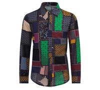 Herren Funky Printed Shirt Casual Shirt Ausgefallene Blumenoberteile 3XL