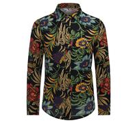 Herren Funky Printed Shirt Casual Shirt Ausgefallene Blumenoberteile L