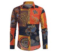 Herren Funky Printed Shirt Casual Shirt Ausgefallene Blumenoberteile M