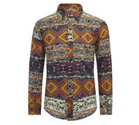 Herren Funky Printed Shirt Casual Shirt Ausgefallene Blumenoberteile XL