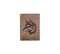 Herren-Geldbörse aus echtem Leder, RFID-blockierend, Wolf-Design, Bifold ID Card Holder, camel, 12 x 2 x 9.5 cm, Casual