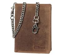 Herren Geldbörse braun mit Kette im hochwertigen Leder Hochformat Büffelleder Bikerbörse braun mit Kette Portemonnaie Geldbeutel mit Kette Männer Herren Vintage Leder schwarz