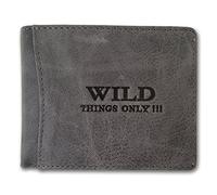 Herren Geldbörse Geldbeutel Portemonnaie WILD THINGS ONLY !!! grau Leder